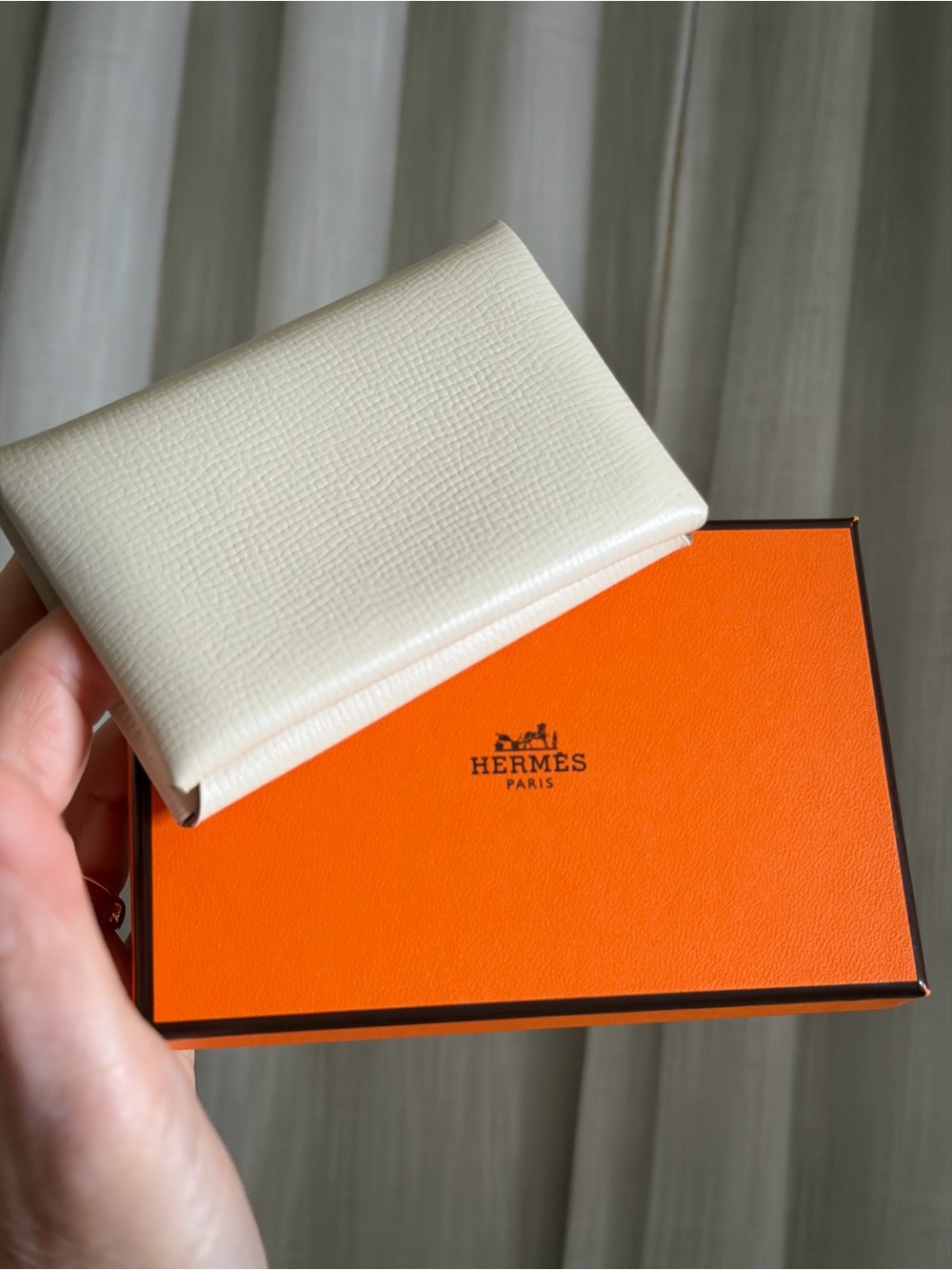 Hermes Calvi Leather Card Case with Box EUC